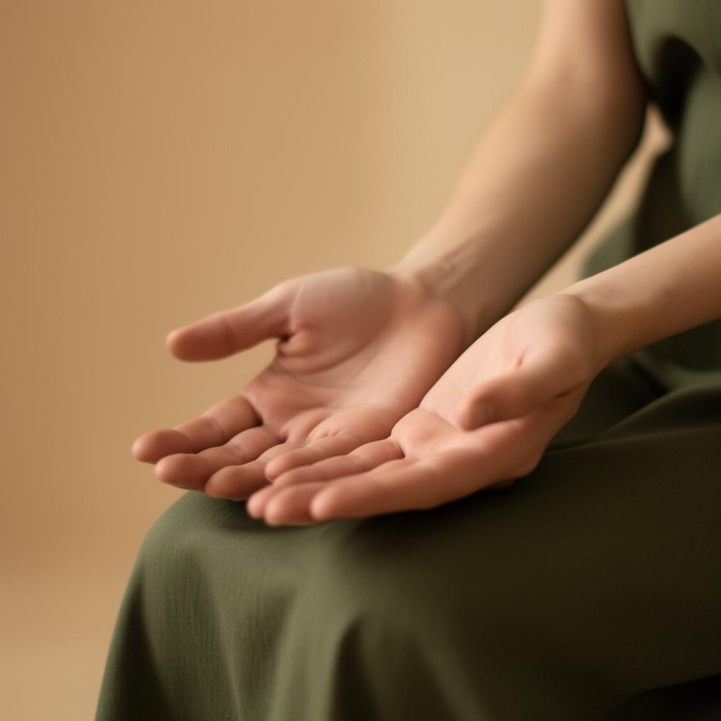 Hands resting open in soft light
